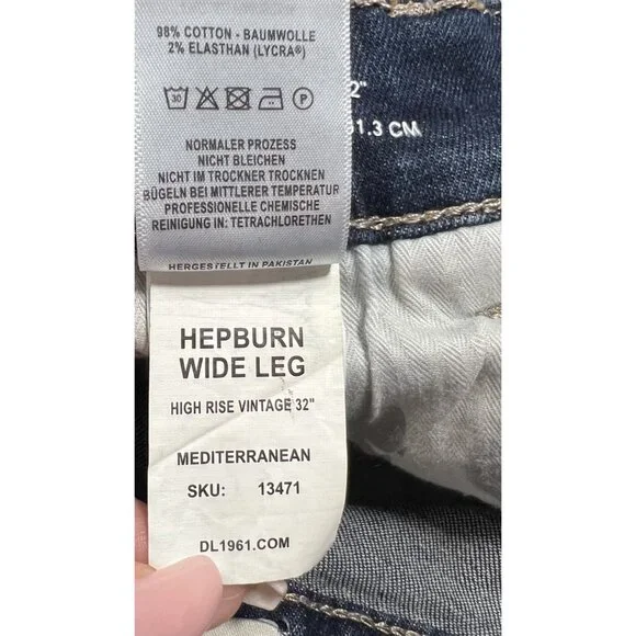 DL1961 Women Jeans Size 31 Blue HEPBURN WIDE LEG HEPBURN JAMBE High Rise Stretch - Picture 6 of 16